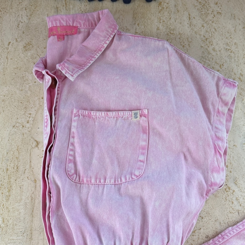 Simply Southern pink "Denim" Jumpsuit women’s size large - Picture 15 of 16